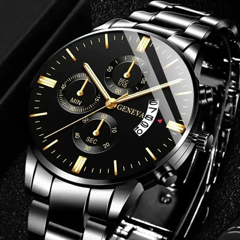 Fashion Men’s Stainless Steel Watch Calendar Luxury Quartz Male Watch Men Business Wrist Watches for Man Clock Relogio Masculino