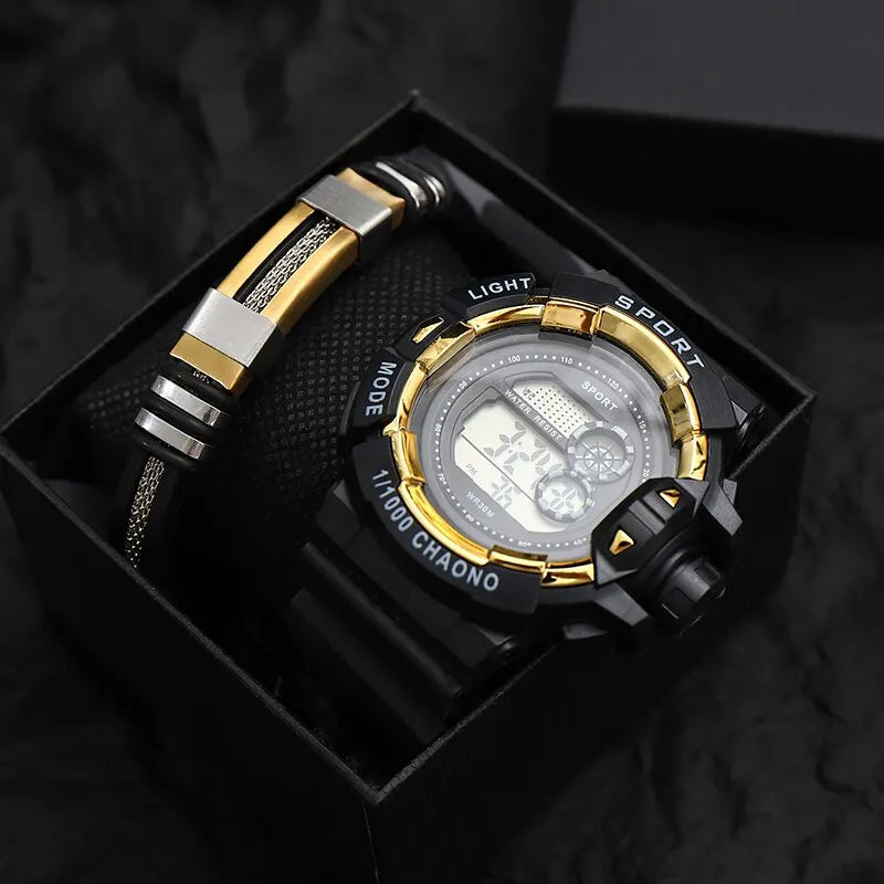 Men Luxury Electronic Watches Luminous Fashion Sport Titanium Steel Bracelet Watches For Man Calendar Date Clock