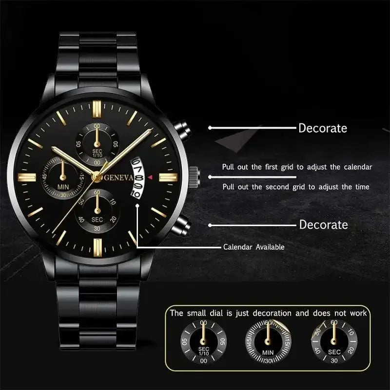 Fashion Men’s Stainless Steel Watch Calendar Luxury Quartz Male Watch Men Business Wrist Watches for Man Clock Relogio Masculino